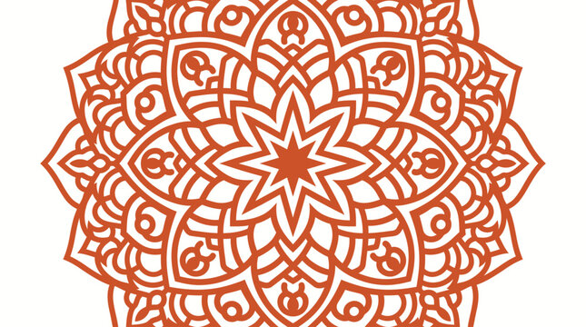 Intricate terracotta mandala vector, circular henna pattern ornament, bohemian floral kaleidoscope design, decorative ethnic meditation art