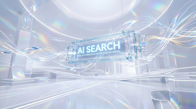 AI Search Concept for Data Exploration and Knowledge Retrieval in Futuristic Digital Space
