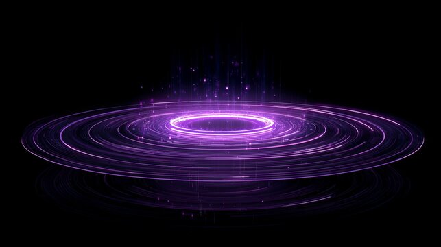 A vibrant purple light forms concentric circles against a dark background
