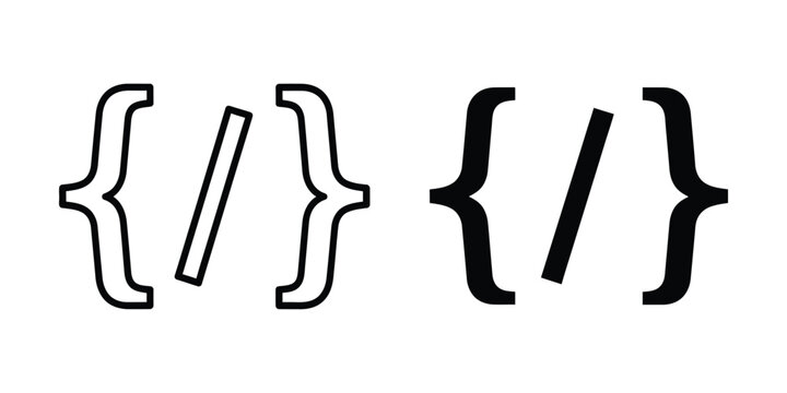 Abstract curly brace symbols in flat design against a white background signifying code and programming concepts
