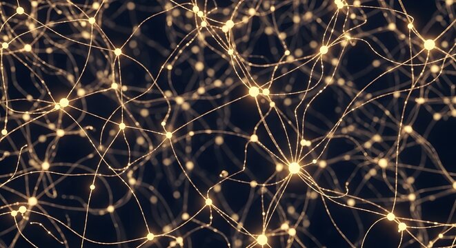 Abstract digital neural network connection structure with glowing nodes and lines