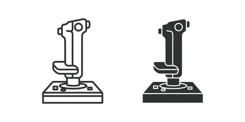 Retro joystick control in outline and solid silhouette on white background for gaming concept © NOVASTOCK