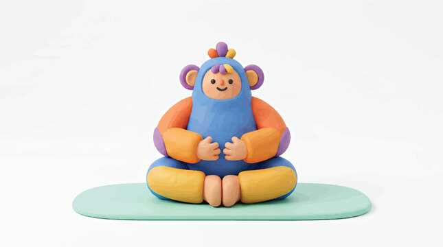 Colorful Monkey Sitting in Meditative Pose