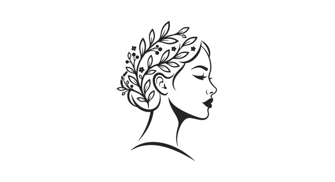 Woman with floral headband and closed eyes.