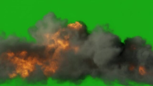 Pyroclastic Cloud Rolling Rapidly Across Screen on Green Screen