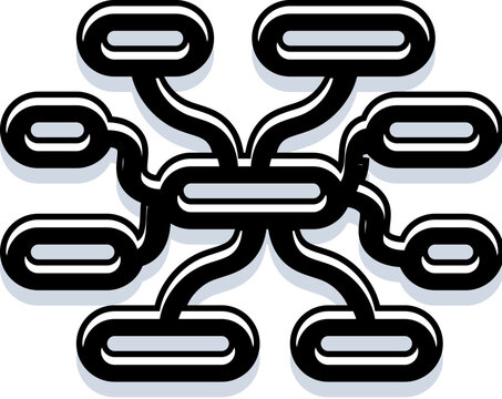 Mind map diagram illustrating connecting a central idea with several related concepts, depicting brainstorming, organization, and planning for business or creative projects