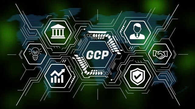 CCP concept featuring business strategy, innovation, technology, data analysis, teamwork, and growth icons. 4k animation video world map  digital background 