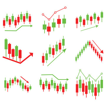 Financial Candlestick vector concept. Minimal concept trading crypto currency and market investment trading. Stock marke exchange increase, decrease symbol.