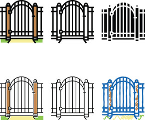 Fototapeta premium gate fence color icon vector. variations gate fence sign. isolated symbol