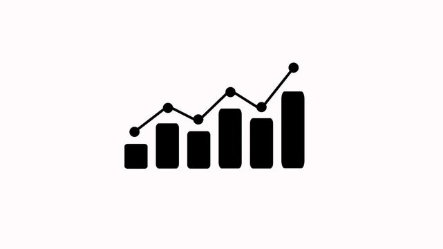 Business growth concept in graph chart animation on white background. Statistics bars columns growth, positive increase chart. Increase graph icon suitable for business and finance concepts