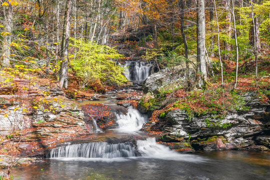 Cascades just upstream from the Waters meet in Ricketts Glen State Park. Pennsylvania