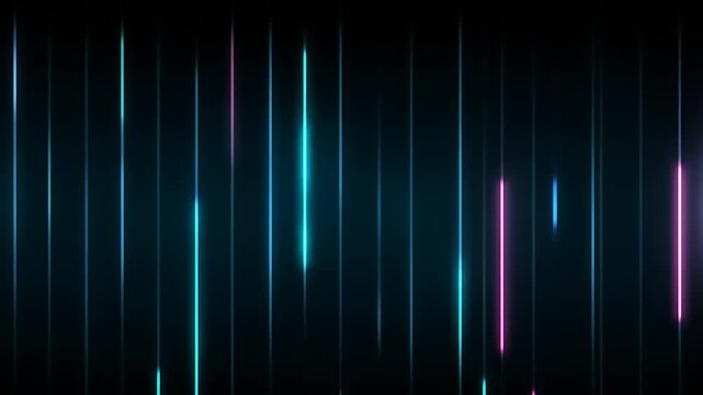 Vertical neon lines in various colors against a dark background, creating a digital and abstract scene