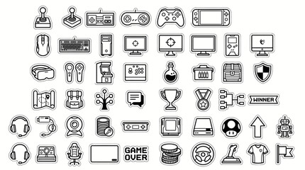 Comprehensive Video Game, Esports, and Gaming Hardware Vector Icon Set © Movie