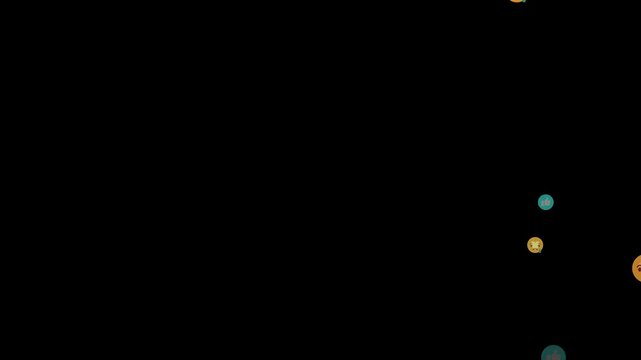 Emoji social media element, Live streaming style animated icon.Social Media Live Style Emoji With black Screen Chroma Key 4k Loop Video. Live Streaming Style Particales Icon.Floating animation.