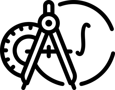 Geometry and Calculus Symbols: Compass, Protractor, Integral Sign