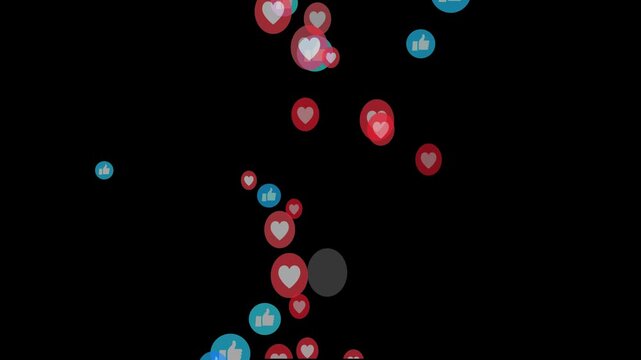 Emoji social media element, Live streaming style animated icon.Social Media Live Style Emoji With black Screen Chroma Key 4k Loop Video. Live Streaming Style Particales Icon.Floating animation.