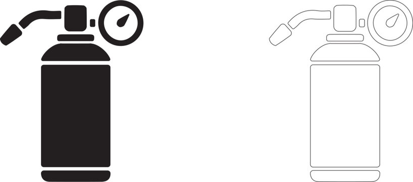 Space fire extinguisher vector icon, high pressure tank with manometer symbol, spacecraft emergency safety and firefighting.
