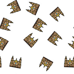 Obraz premium cathedral building vector seamless pattern cathedral building sign illustration