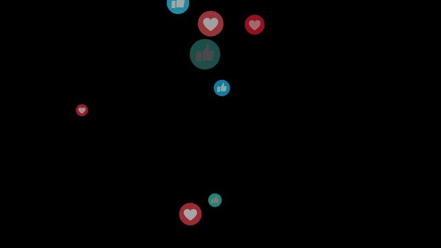 Emoji social media element, Live streaming style animated icon.Social Media Live Style Emoji With black Screen Chroma Key 4k Loop Video. Live Streaming Style Particales Icon.Floating animation.