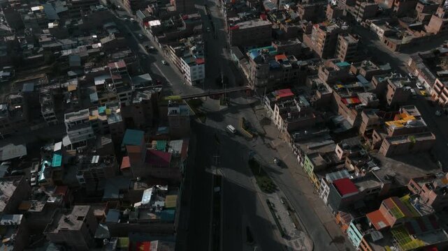 Aerial view of Puno and the waters of Lake Titicaca, showcasing one of Peru&rsquo;s most iconic high-altitude urban landscapes.
