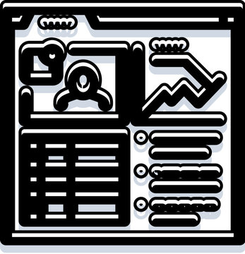 Digital educational dashboard interface showing user profile icon, progress chart, course list and interactive elements for remote learning and e learning analytics on a clean screen