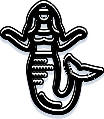 Naklejka premium Legendary mermaid with a fish tail and flowing hair, representing fantasy, ocean mysteries, and nautical tales in a clean graphic outline illustration