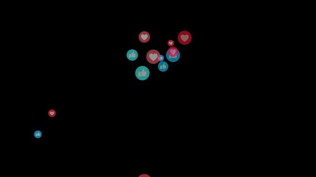 Emoji social media element, Live streaming style animated icon.Social Media Live Style Emoji With black Screen Chroma Key 4k Loop Video. Live Streaming Style Particales Icon.Floating animation.