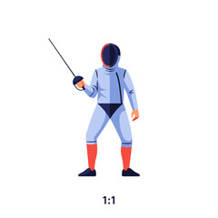 Fototapeta premium Fencer Holding Sword Ready for Competition