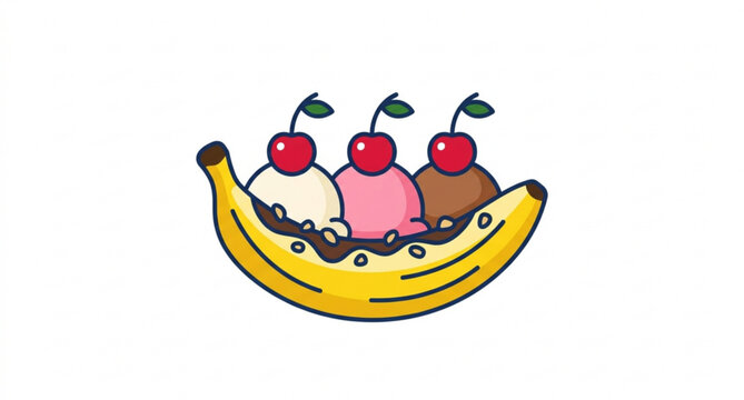 Banana split ice cream logo vector symbol isolated on white background