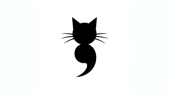 Black cat semicolon symbol