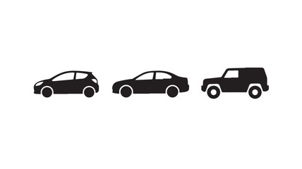 Fototapeta premium Silhouette of cars and SUV on white background for transportation concepts