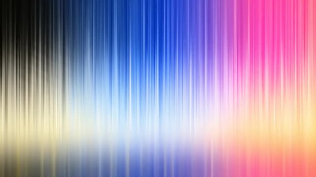 Vertical lines of varying widths form a colorful gradient from dark blue to orange/yellow