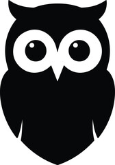 Obraz premium Minimalist black and white owl silhouette flat vector design icon