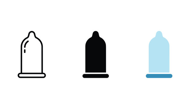 Condom icons outline solid and color flat design vector graphic