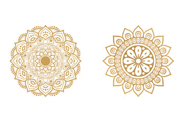 Golden floral mandala ornamental design set two styles transparent background PNG luxury decoration © Muhammad
