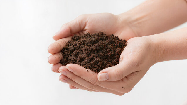 Hands Cupping Rich Brown Soil for Gardening and Growth