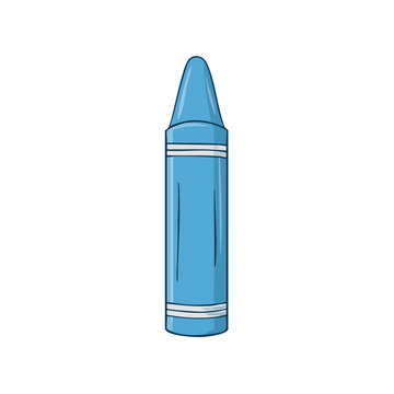 Simple illustration of a light blue crayon with white stripes, isolated on a white background