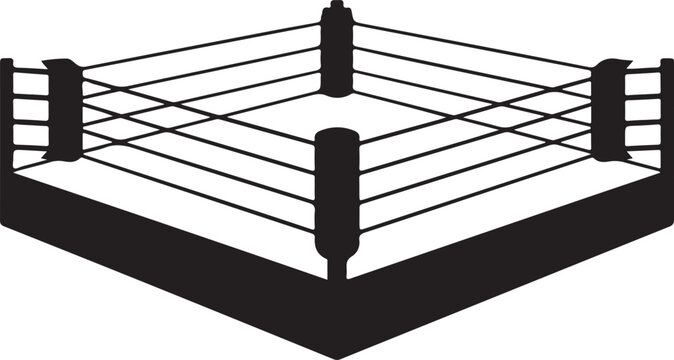 Boxing ring with ropes and corner posts