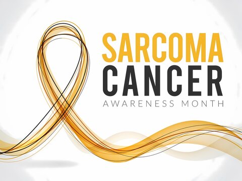Sarcoma cancer awareness month yellow ribbon symbol isolated on white background