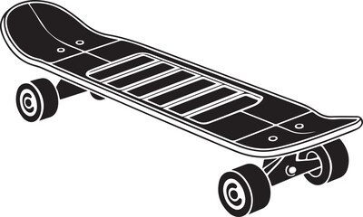 Black skateboard with hollow deck design © Ranaart