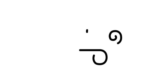 animated line wind icon windy weather icon line wind blows simple 4k looping white screen
