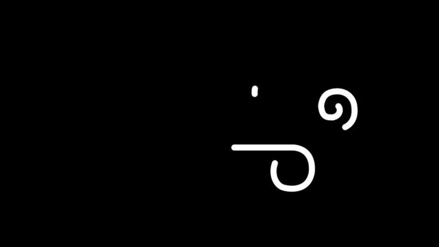 animated line wind icon windy weather icon line wind blows simple 4k looping black screen