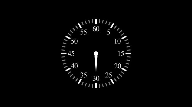 Clock spinning, watch animation on transparent background with alpha channel. Clock icon flat style 24 hours animation 4k video