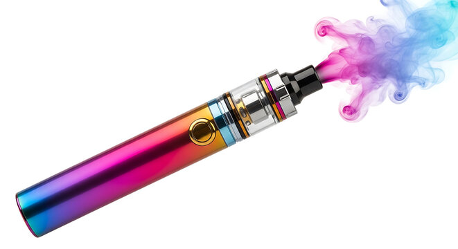 Colorful gradient electronic cigarette vaping device with electronic cigarette gradient colorful metallic alternative lifestyle abstract activity