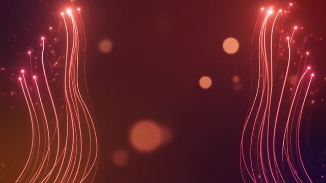 Abstract composition, premium app onboarding screen, deep warm red plum background