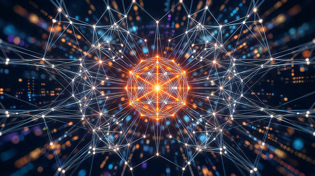 Network connection visualization with glowing nodes and lines