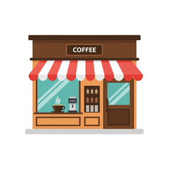 Obraz premium Colorful Coffee Shop Storefront Exterior.