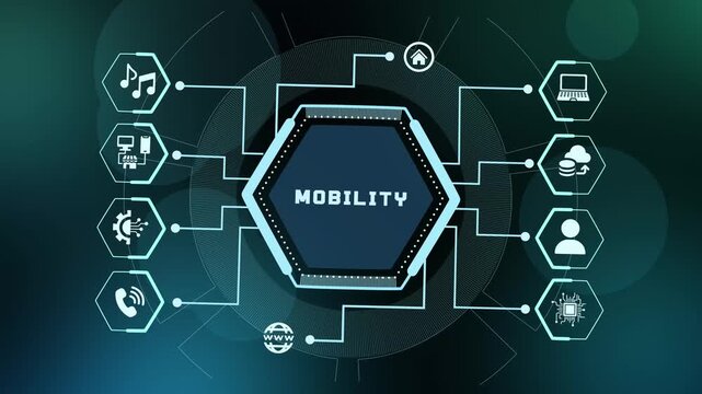 Global telecommunications and business mobility vector background featuring portable devices connected via wireless networks.