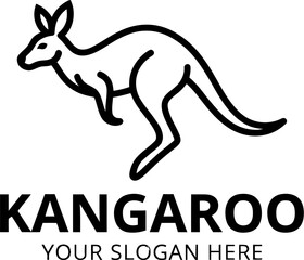 Fototapeta premium Black kangaroo logo with text