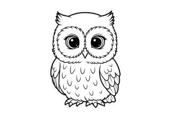 Obraz premium Cute owl illustration with big eyes and detailed feathers isolated on white background
